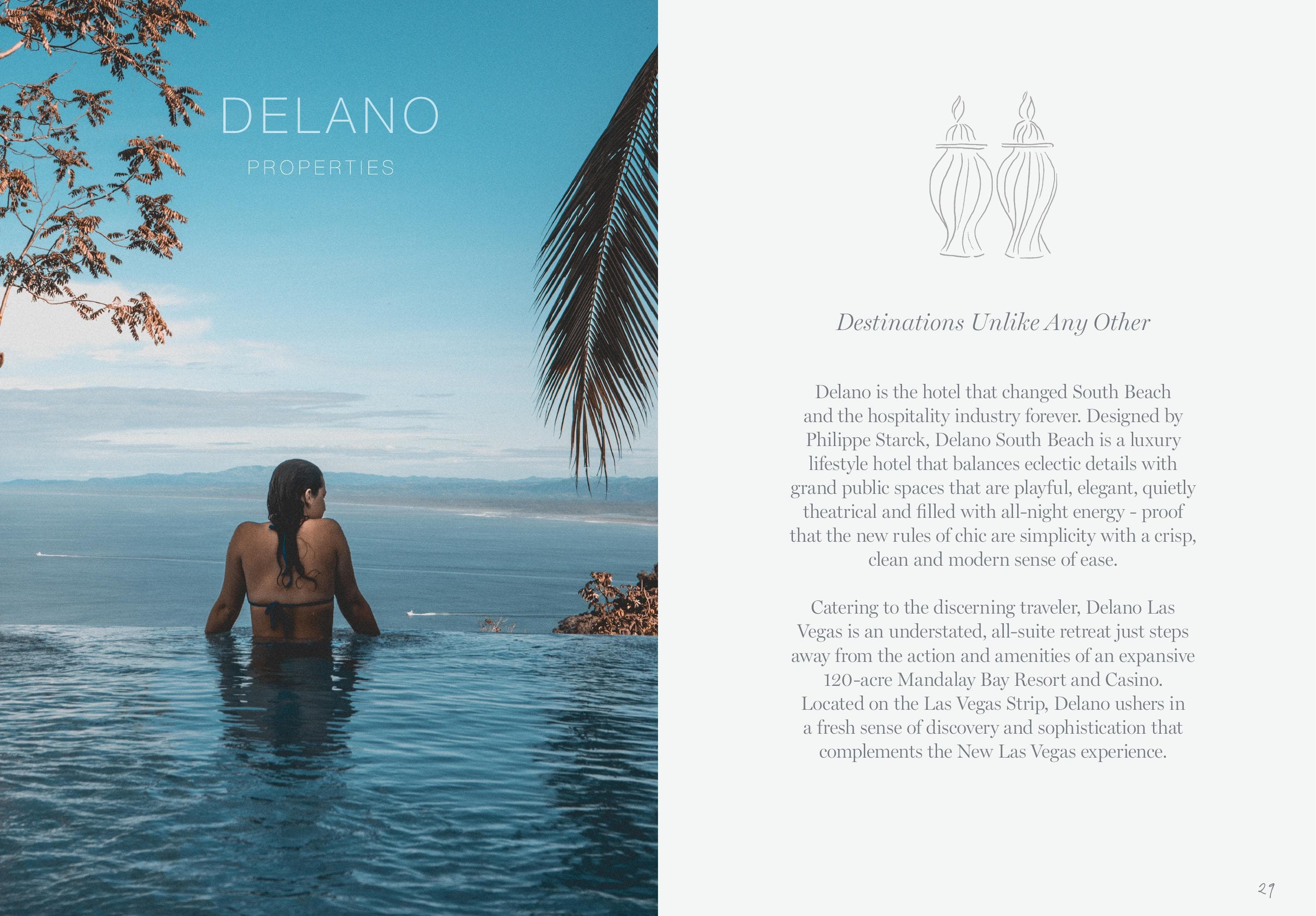 Delano Turks Cay: Full brand identity for a luxury Caribbean resort, from logo to magazine-grade collateral.